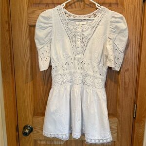 LoveShackFancy Ivory Lace Detail Top